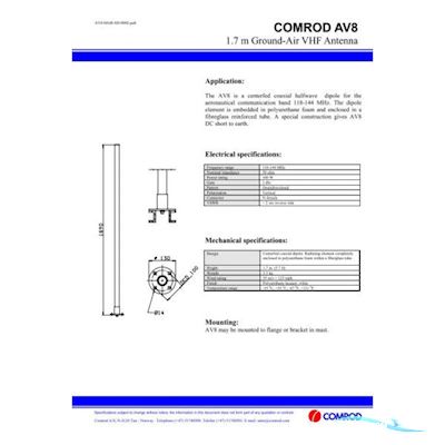 Comrod Antenna VHF AV8 1.7 m 2 dBi 118-144 MHz Bootszubehör 2025, Niederlande