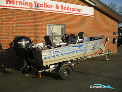 Smartliner 130 alu m/Mercury F25hk 4-takt og Brenderup trailer Motorbåd 2014, med Mercury motor, Danmark