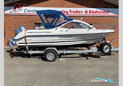 Skibsplast 555 HT m/Honda F100 hk og Brenderup trailer Motorbåt 2004, med Honda motor, Danmark