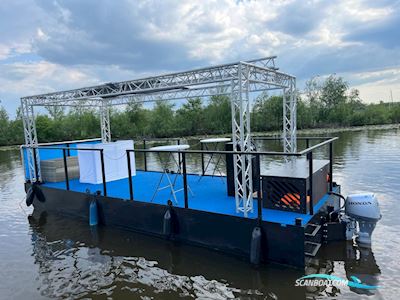 Partyboot Staal Pontoon Motorboat 2024, with Honda engine, The Netherlands