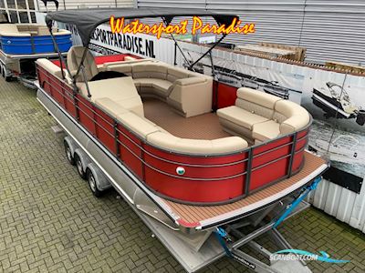 Pontoonboot 25FT 3-Tubes Red Motorboat 2022, with Mercury engine, The Netherlands