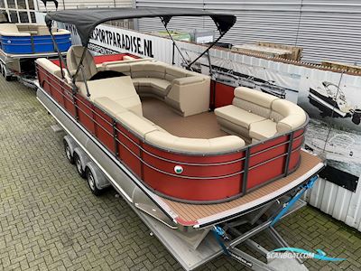 Pontoonboot 25FT 3-Tubes Red Motorboat 2022, with Mercury engine, The Netherlands