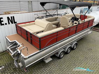 Pontoonboot 25FT 3-Tubes Red Motorboat 2022, with Mercury engine, The Netherlands