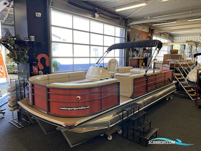 Pontoonboot 25FT 3-Tubes Red Motorboat 2022, with Mercury engine, The Netherlands