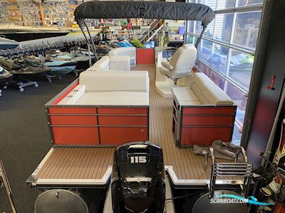 Pontoonboot 25FT 3-Tubes Red Motorboat 2022, with Mercury engine, The Netherlands