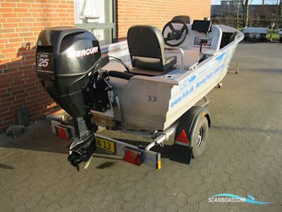Smartliner 130 alu m/Mercury F25hk 4-takt og Brenderup trailer Motorboat 2014, with Mercury engine, Denmark