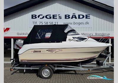Ørnvik 510 Cruiser Med F75 Mariner 4 Takt 1,6L og 1300 kg Brenderup Bådtrailer Motorboot 2003, mit Mariner Mercury motor, Dänemark