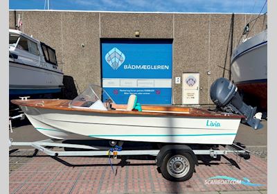 Speedbåd - Retro Mahogni Motorboot 1975, mit Yamaha motor, Dänemark