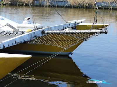 Amateur Wharram Tane Multi hull boat 1970, with Yamaha engine, The Netherlands