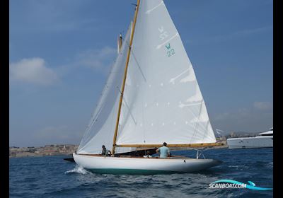 Classic Yacht West Solent One Design Sailing boat 1927, with Small Petrol Outboard engine, France