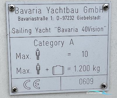 Bavaria 40 Vision Sailingboat 2007, with Volvo-Penta D2-55 engine, Denmark