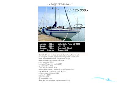 Granada 31 Segelbåt 1982, med Volvo Penta MD 2020 motor, Danmark