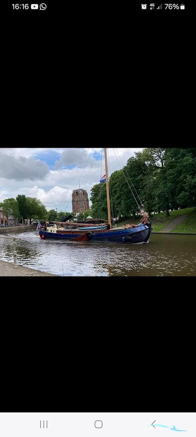 Tjalk Groninger woon-zeiltjalk Workship 1905, with Volvo Penta  engine, The Netherlands
