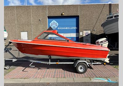 Skibsplast 15 HT Sportsmaster Bådmotor 1975, med Johnson motor, Danmark