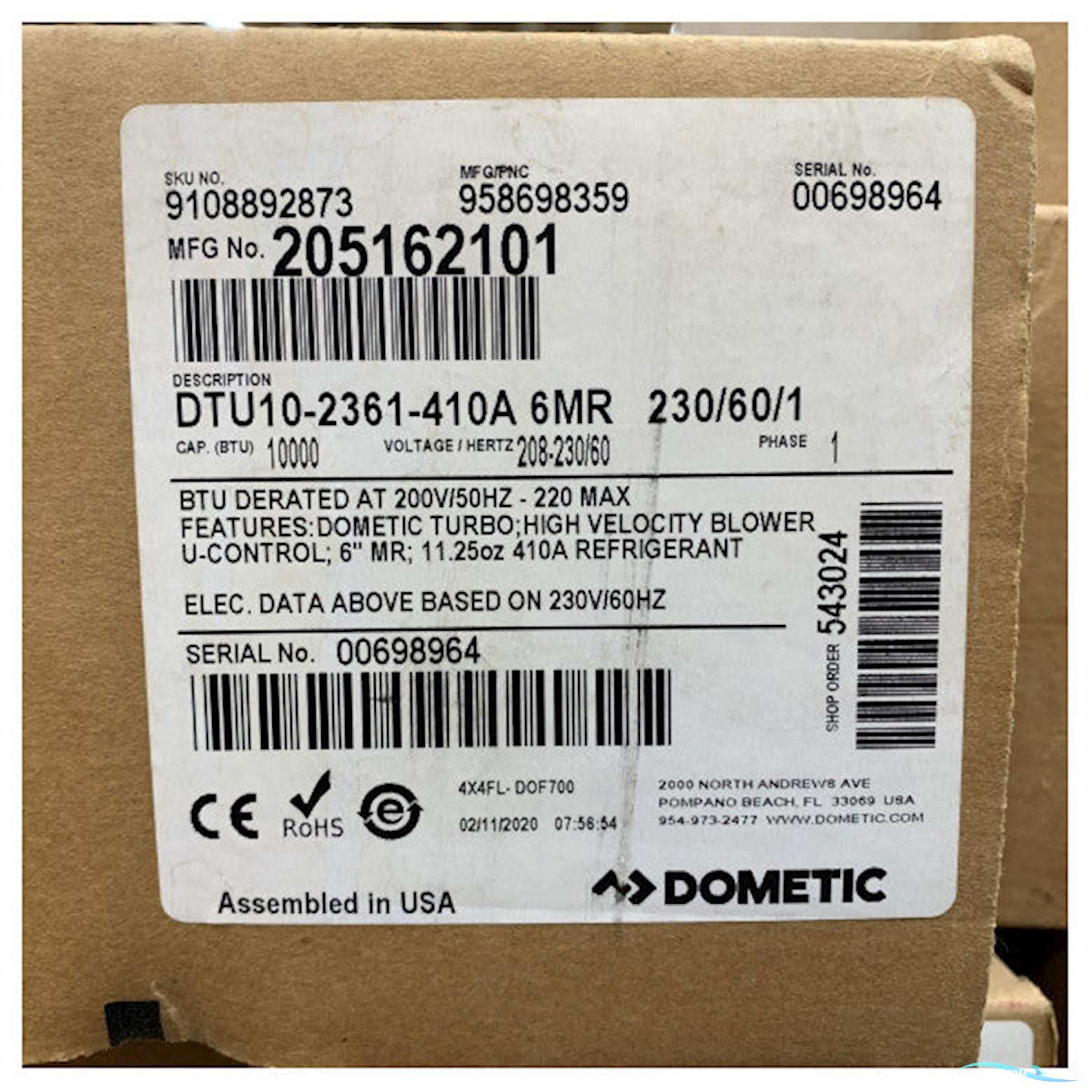 Dometic Dtu10 10.000 Btu Stand Alone Aircon Unit 230V / 60 Hz