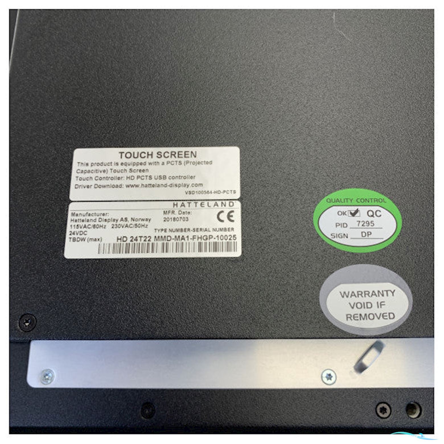 MTU Hatteland 24 inch Glass Bridge Engine Control Monitor - X00E50211827