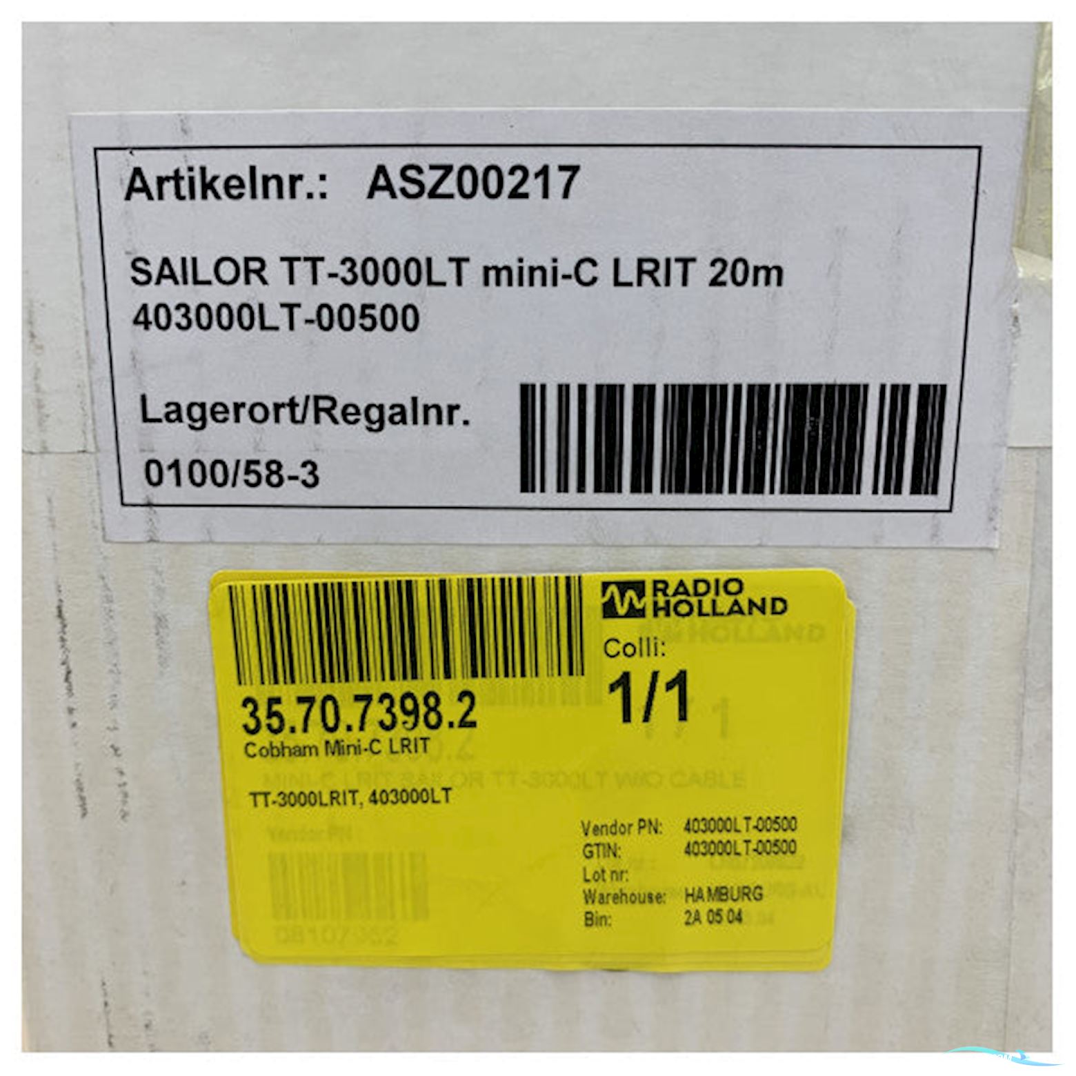 Cobham Sailor TT-3000LT Mini -C LRIT Antenne with 20M Cable - TT-00-403000LT-00500