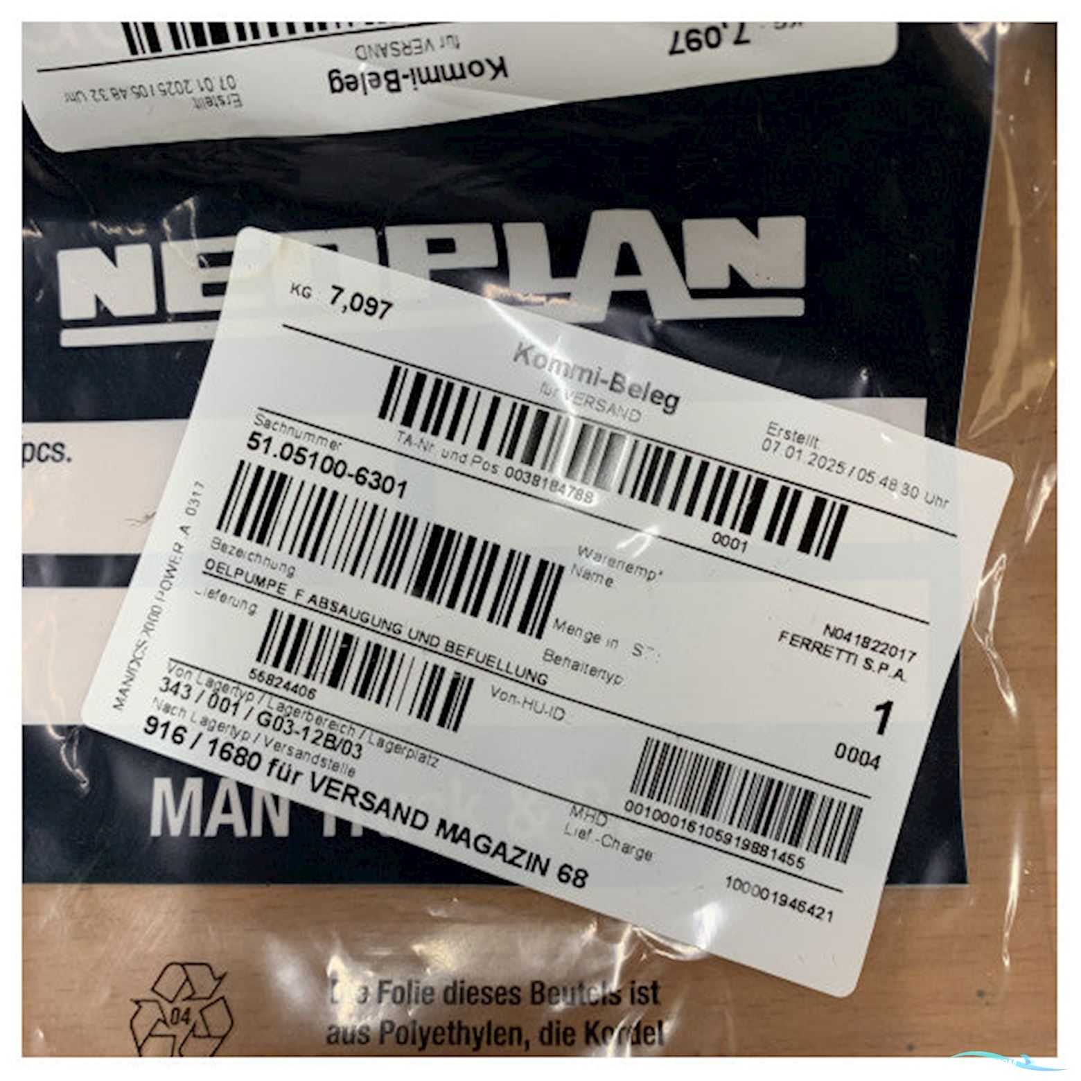 Marco UP6 / 16406013 / MAN 51.05100-6301 Oil Change - Transfer Pump 24V