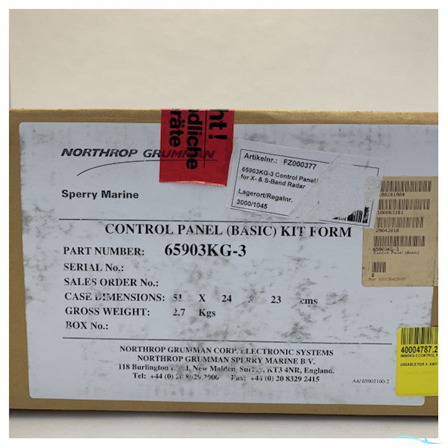 Onbekend Northrop Sperry Radar Control Panel for X-Band and S-Band Systems - 65903KG-3