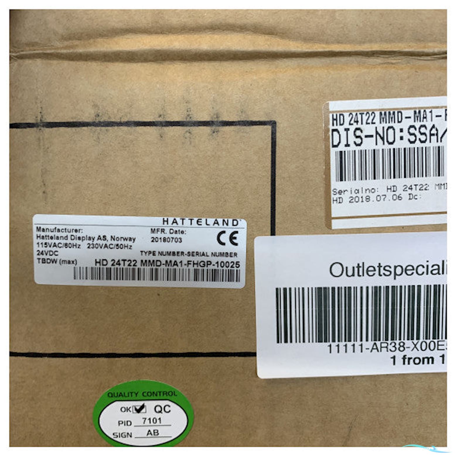 Mtu Hatteland 24 Inch Glass Bridge Engine Control Monitor - X00E50211827