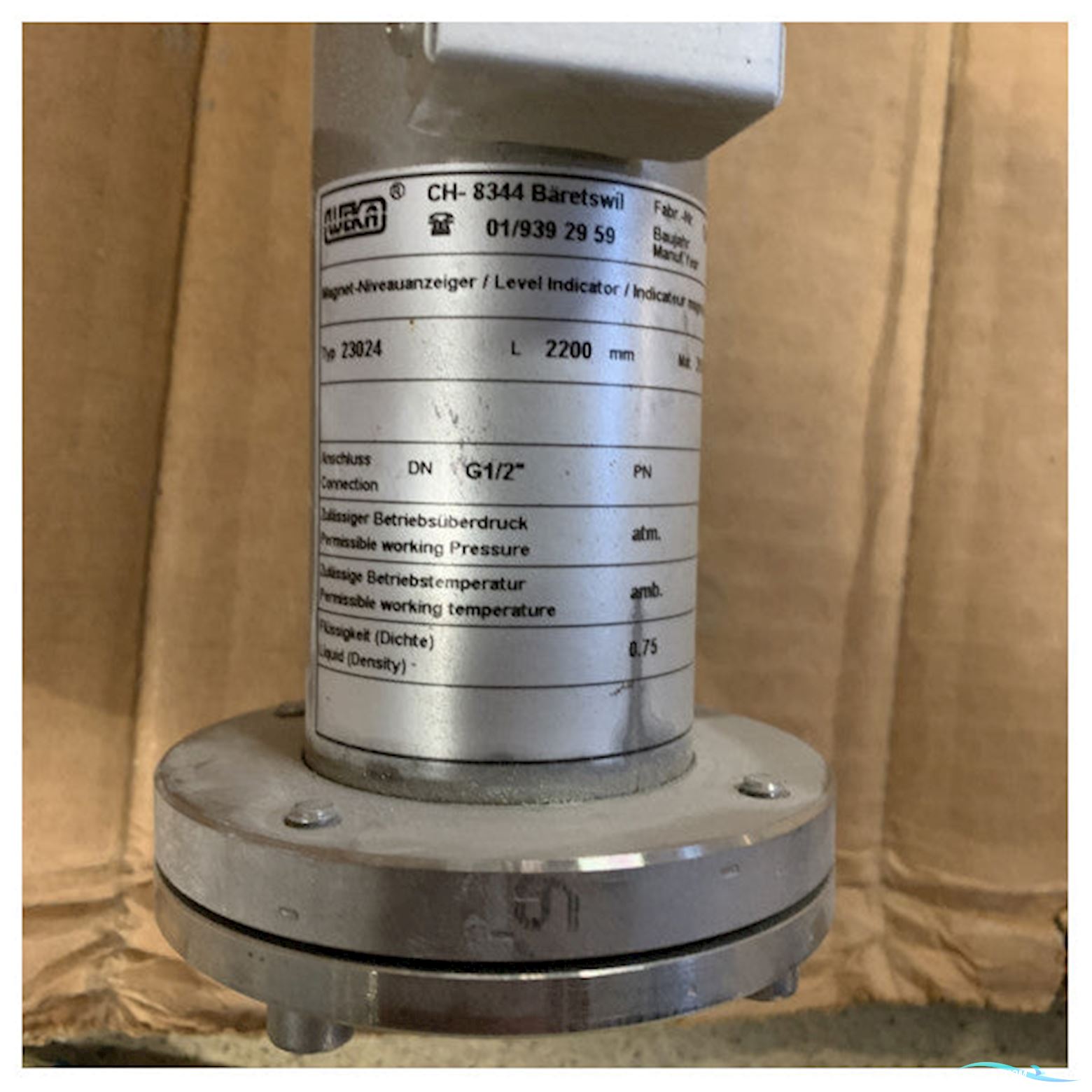 Onbekend Marine Grade VEKA Visual Floater 23024/PN16 Stainless Steel Level Indicator for Tanks and Pipelines