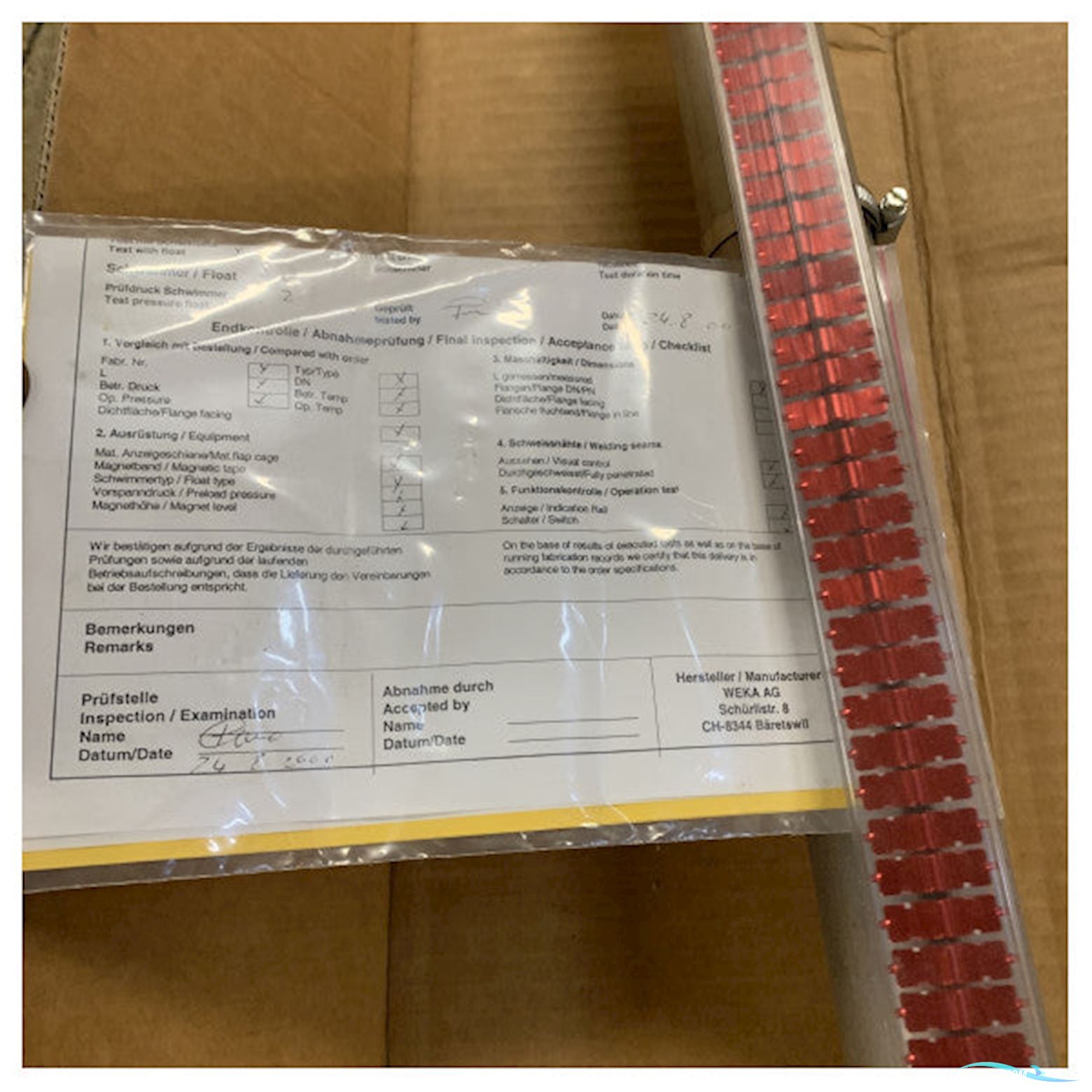 Onbekend Marine Grade VEKA Visual Floater 23024/PN16 Stainless Steel Level Indicator for Tanks and Pipelines