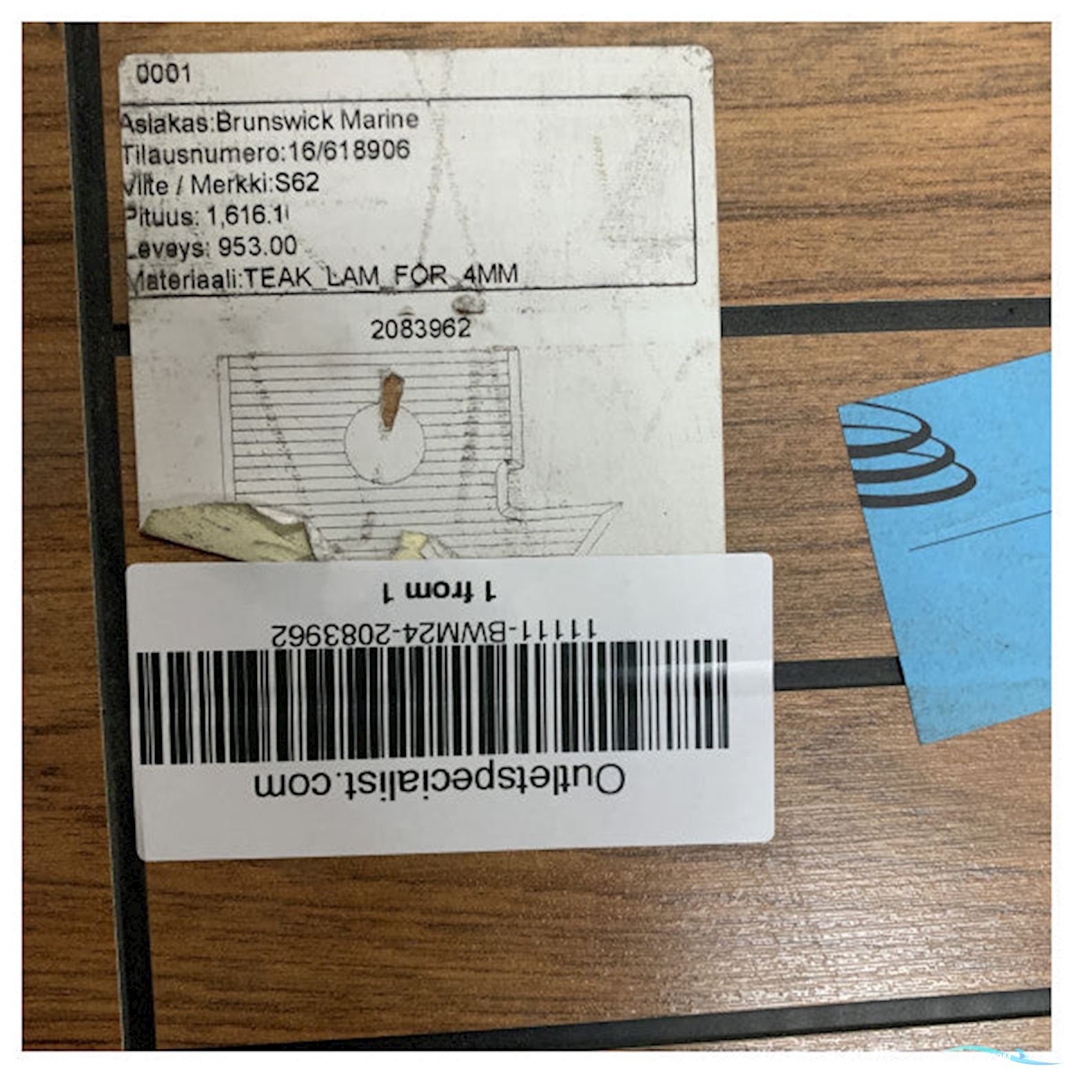 Uttern S62 Starboard Aft Laminated Teak Cockpit Floor Kit 4 mm - 2083962