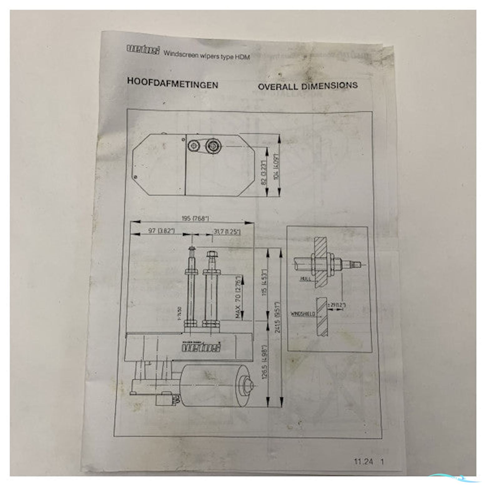 Vetus Windshield Wiper Motor HDM12 12V 75W for Marine Boats - Powerful & Durable