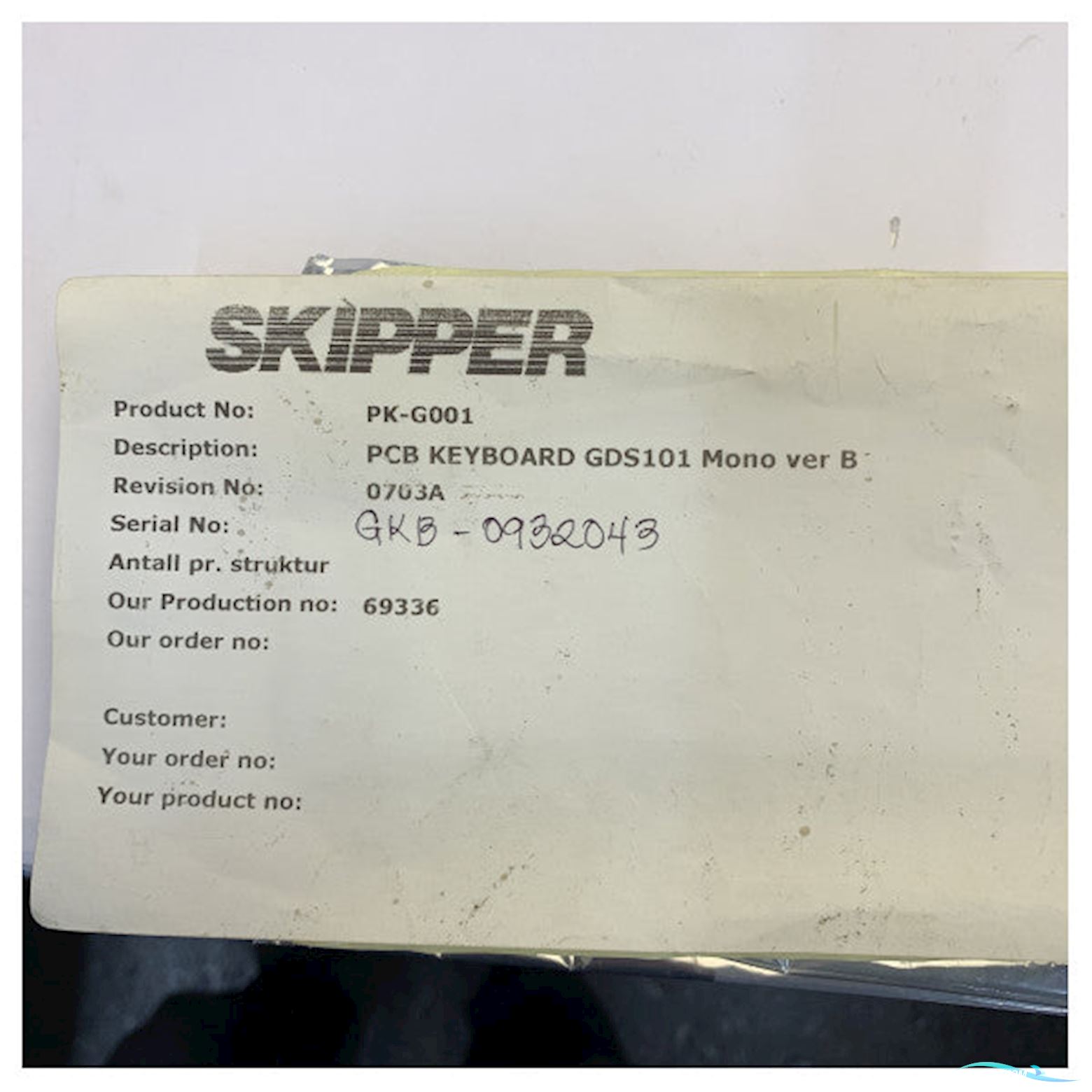 Skipper Gds101 Echo Sounder Pcb Keyboard PK-G001 Mono Ver B Marine Electronics