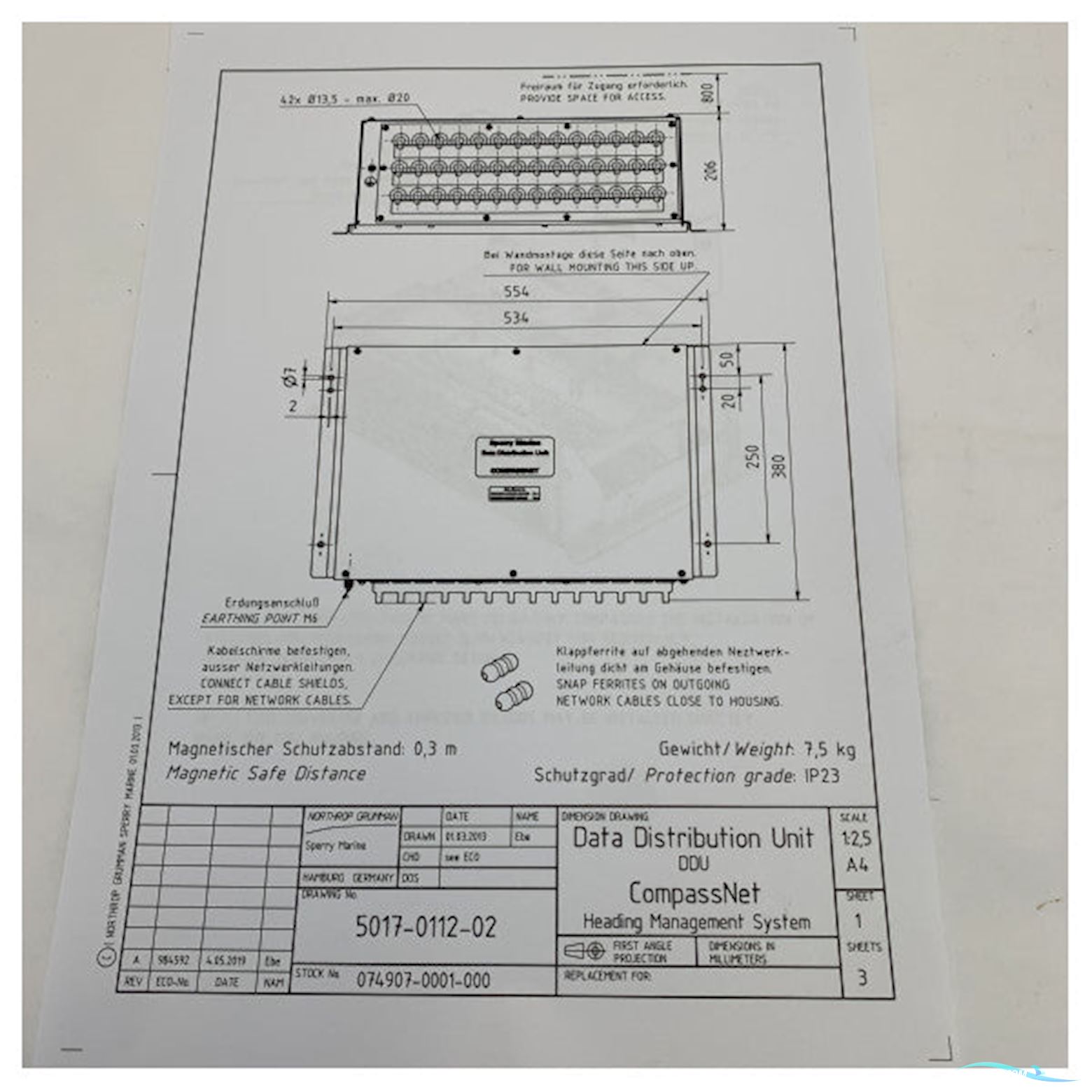 Sperry Marine Gyrocompass Data Distribution Unit CompassNet - 074907-0001-00