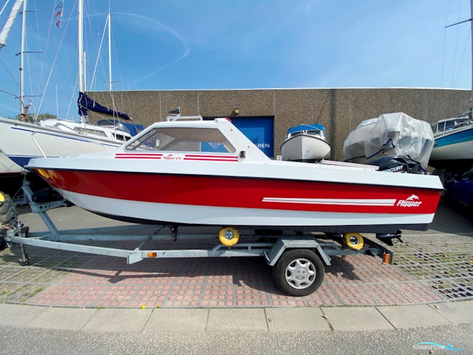Flipper 570 HT Hardtopbåd Bootsmotor 1977, mit Mercury motor, Dänemark