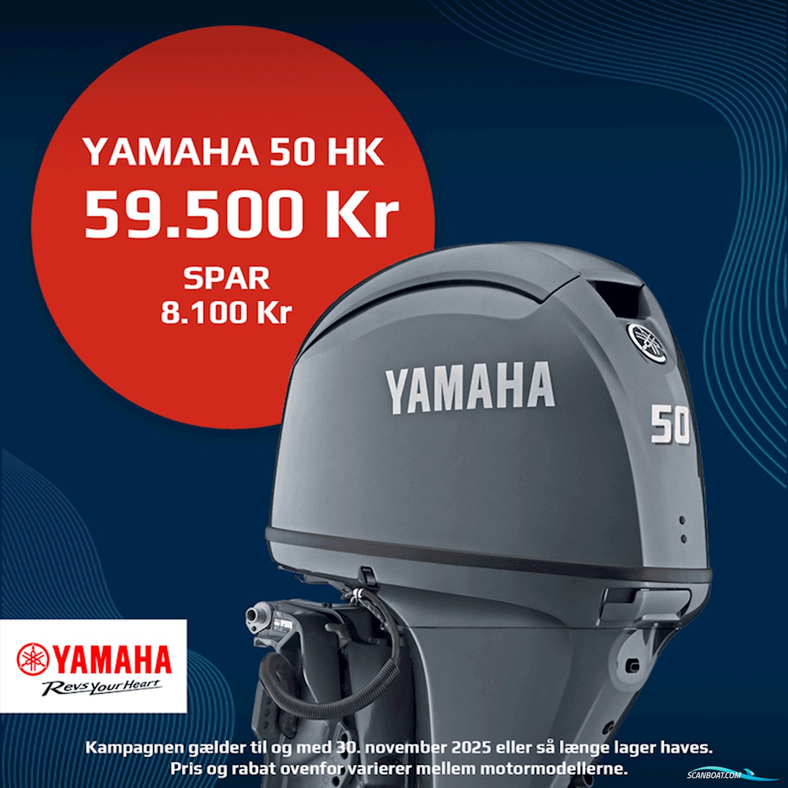 Yamaha F50LETL Bootsmotor 2025, mit Yamaha F50HETL motor, Dänemark