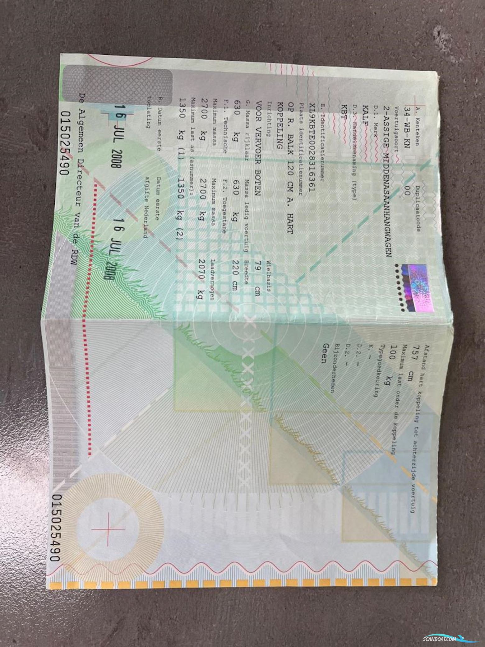 Kalf Boottrailers 2700 kg Trailering