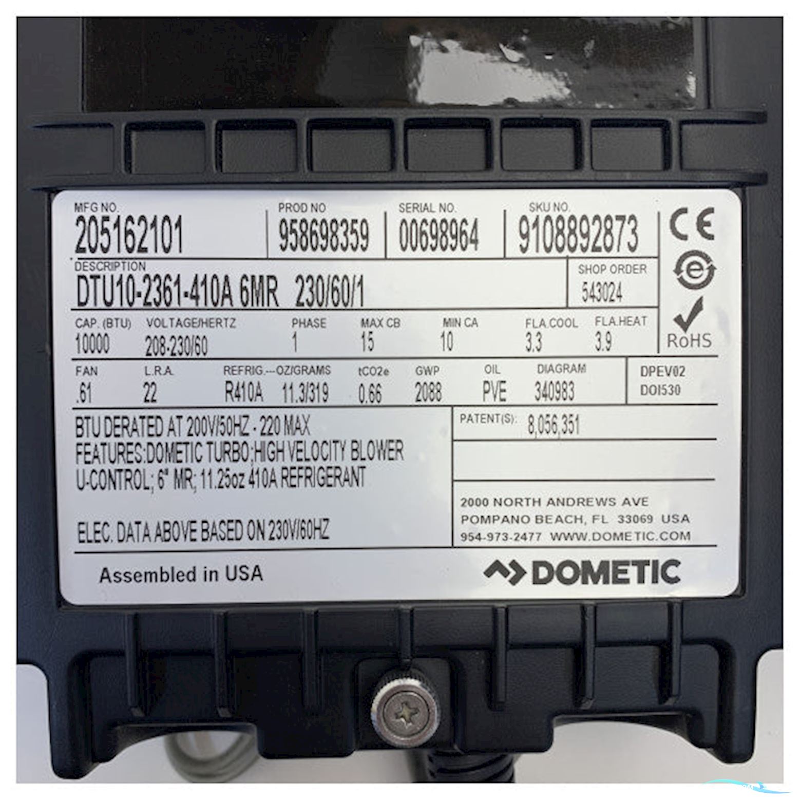 Dometic Dtu10 10.000 Btu Stand Alone Aircon Unit 230V / 60 Hz