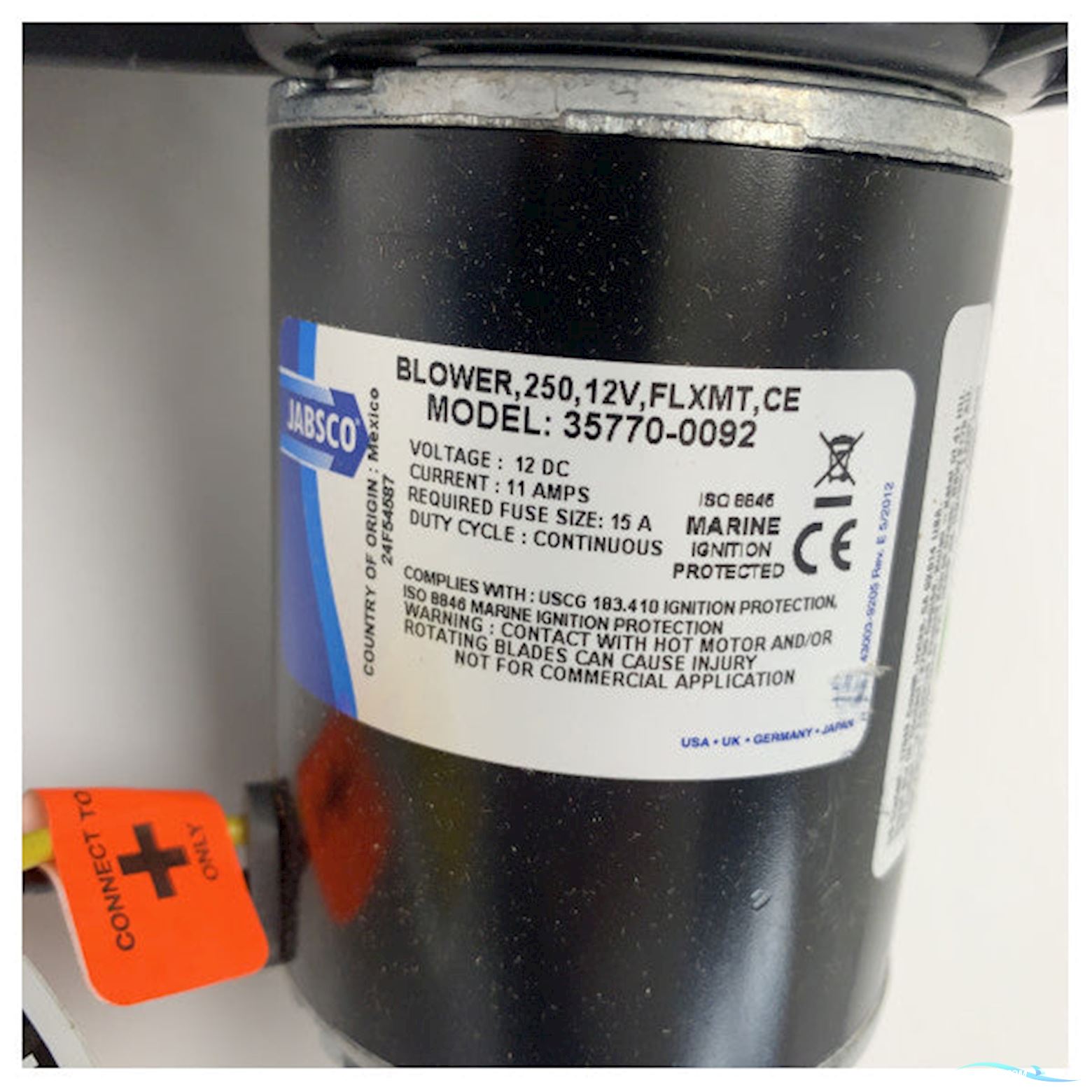 Jabsco 35770-0092 12V High Performance Blower For Flex Mounting 100 mm - 7.1M3/m