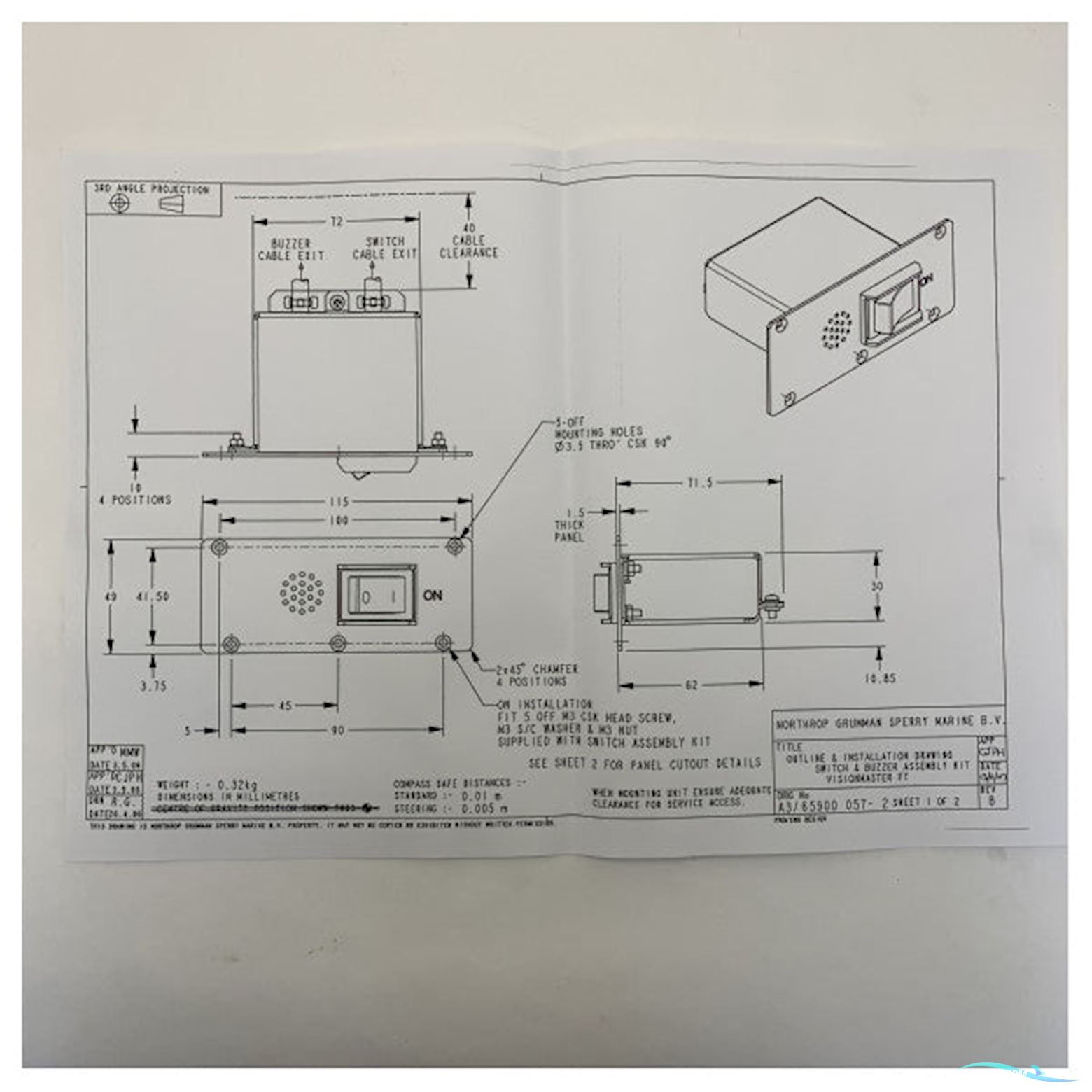 Onbekend Northrop Sperry Radar Control Panel for X-Band and S-Band Systems - 65903KG-3