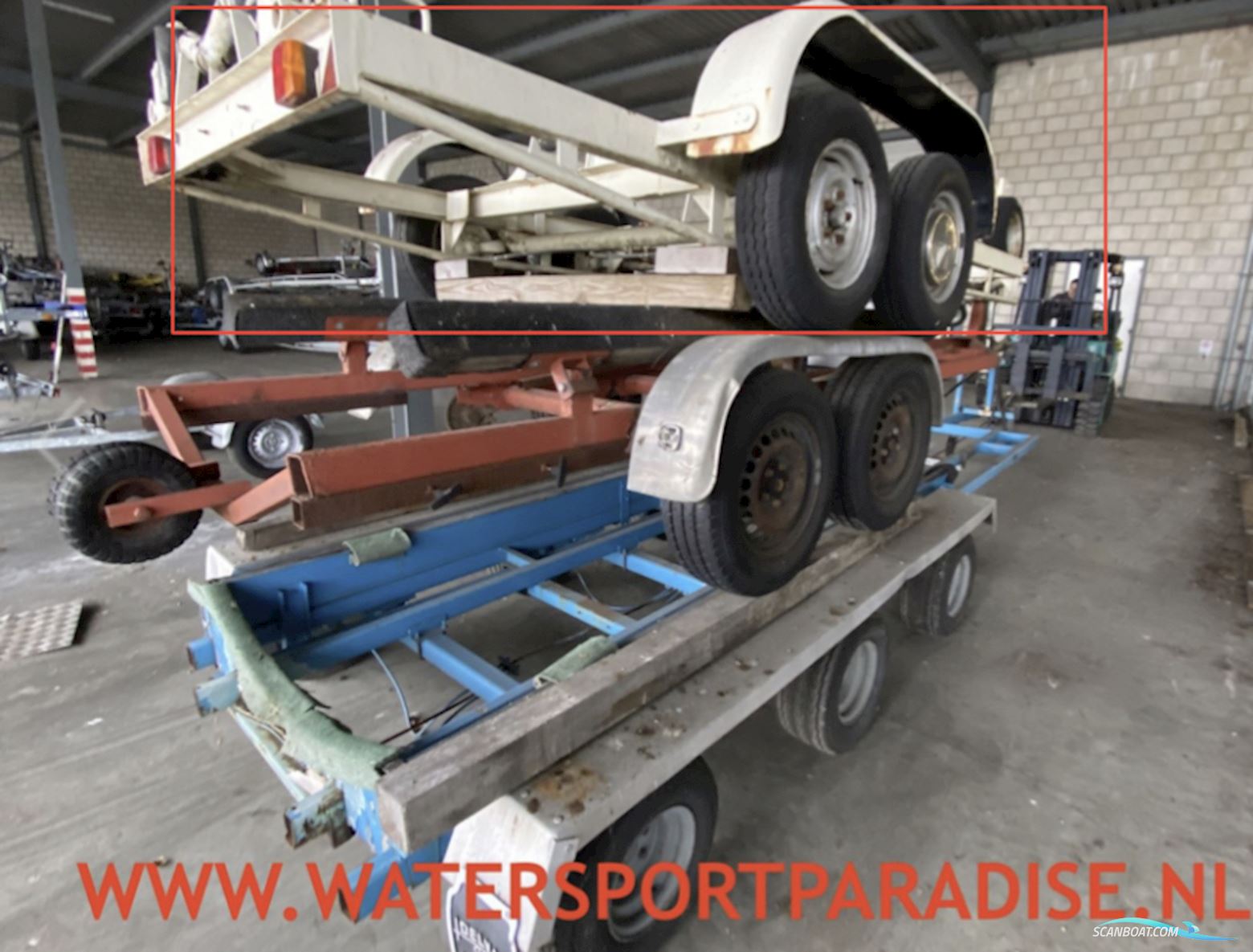 Stallingstrailer ALCO Dubbel asser geremd Boottrailers 1971, The Netherlands