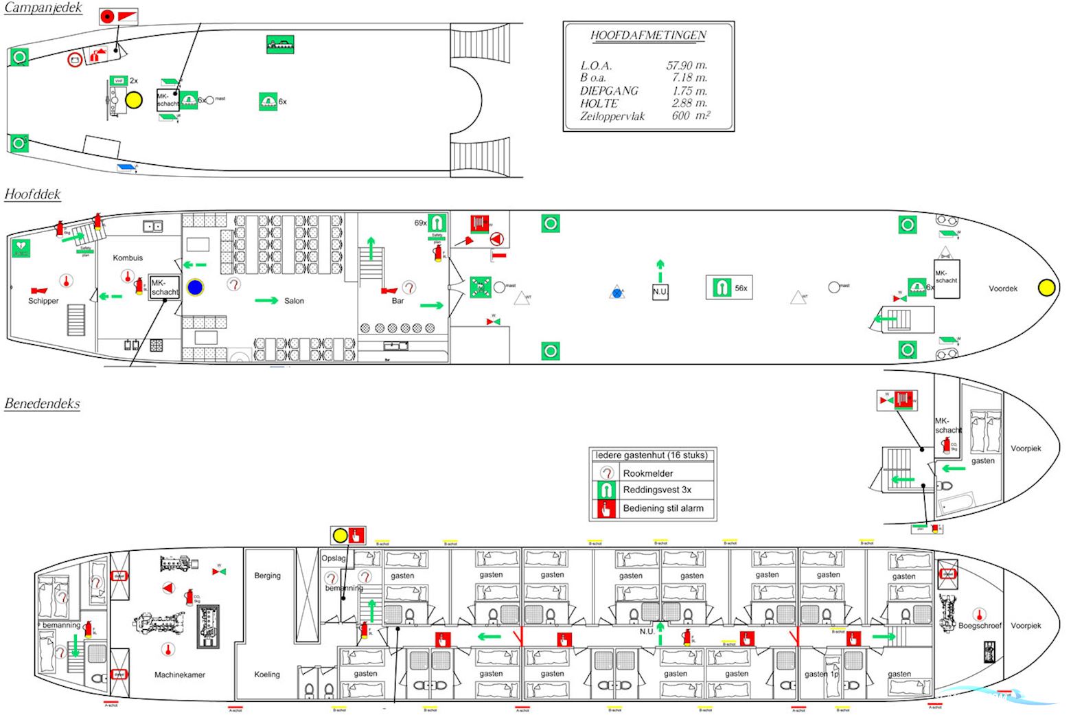 3 mast Charterschip / Evenementenboot 44 nachtgasten, 150 daggasten