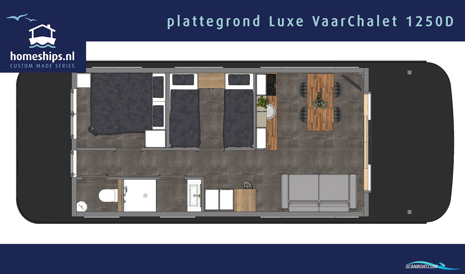 Homeship Vaarchalet 1250D Luxe Houseboat