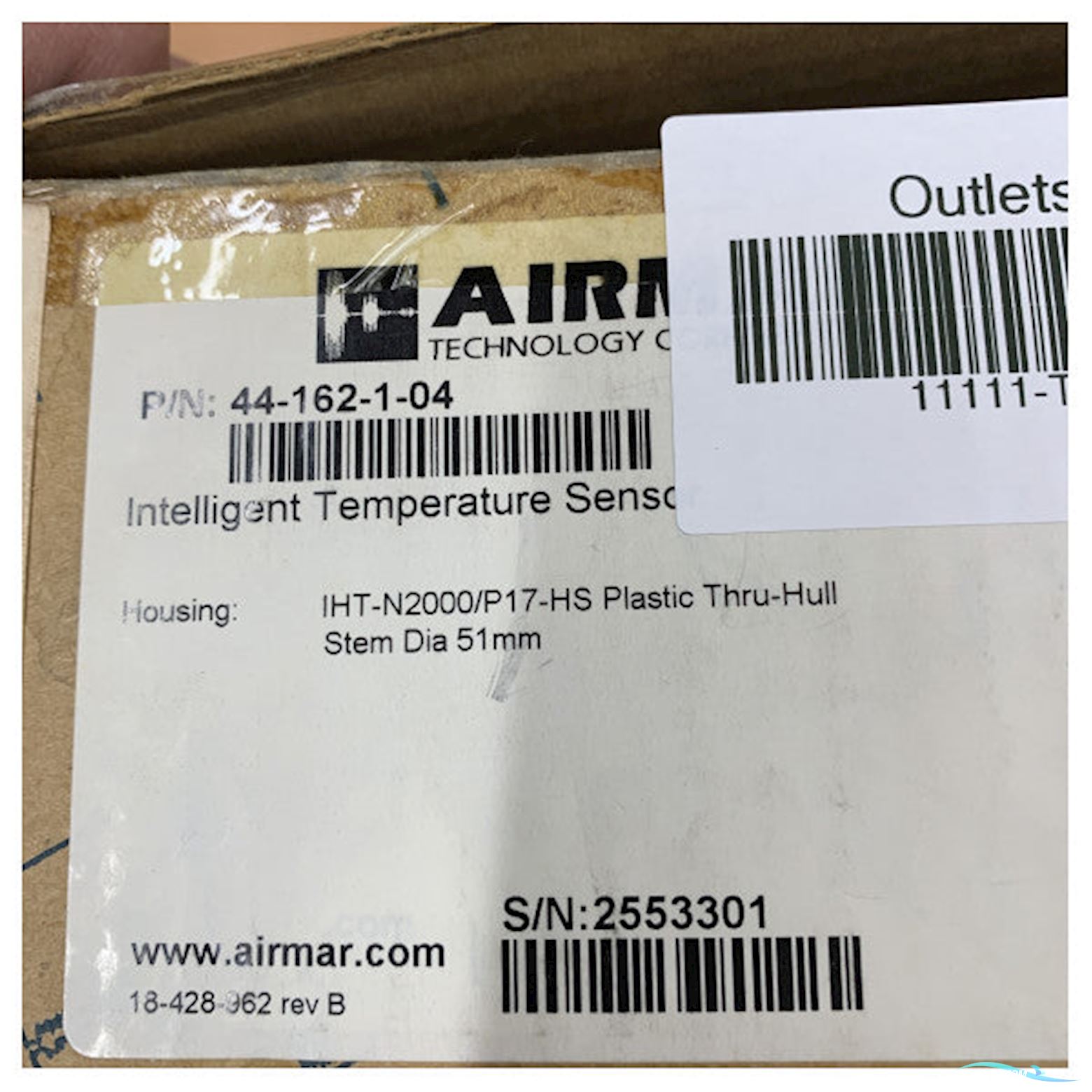 Airmar 44-44-162-1-04 Intelligent Temperature Tru-Hull Sensor