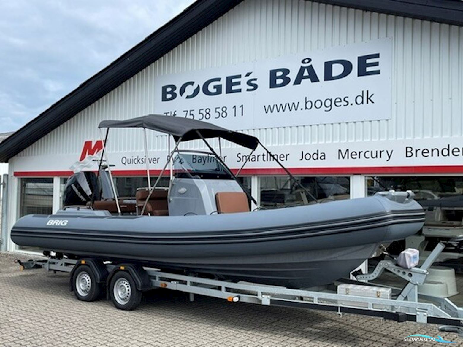Brig Eagle 6,7 Rib Med F225 hk Mercury-Efi 4 Takt DS XL V6 3,4L og 2.000 kg Brenderup Bådtrailer.
