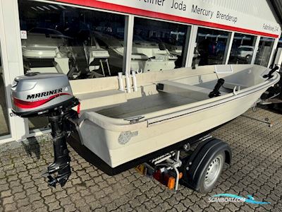 Mørbas 14 Jolle Med 4 hk Mariner 4-Takt og Brenderup 400 kg Bådtrailer. Jolle 2025, Danmark