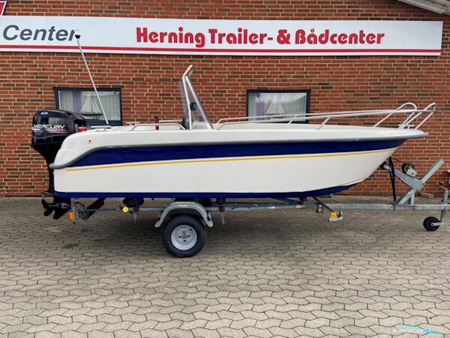 Askeladden 445 Hunter m/Mercury 40 hk 2-takt og Brenderup trailer Motorbåd 2000, med Mercury motor, Danmark