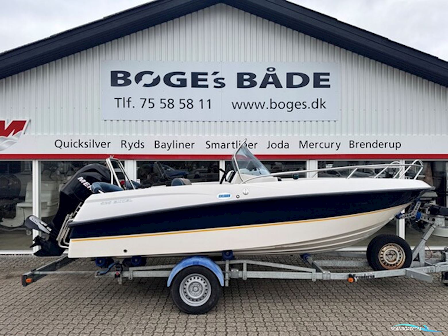 Askeladden 525 Excel Topline Med 115 hk Mercury-Efi 4 Takt og Brenderup 1300 kg Bådtrailer Motorbåd 2007, med Mercury motor, Danmark