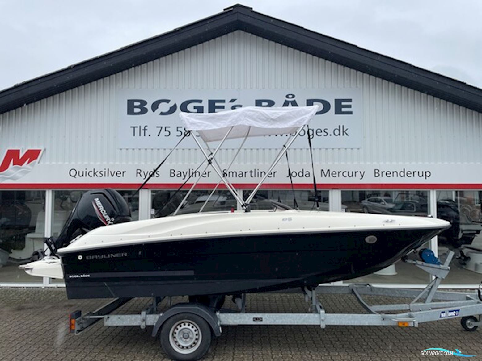 Bayliner E5 Element Med Mercury F80 Elpt Efi og Variant Ocean 1350 kg Trailer Motorbåd 2019, med Mercury motor, Danmark