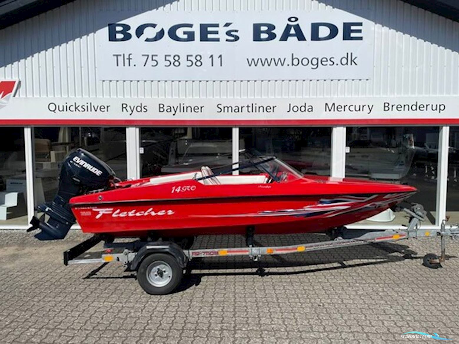 Fletcher 14 Gto Med 60 hk Evinrude E-Tec og 750 kg Trailer - Solgt Motorbåd 2008, med Evinrude E-Tec motor, Danmark
