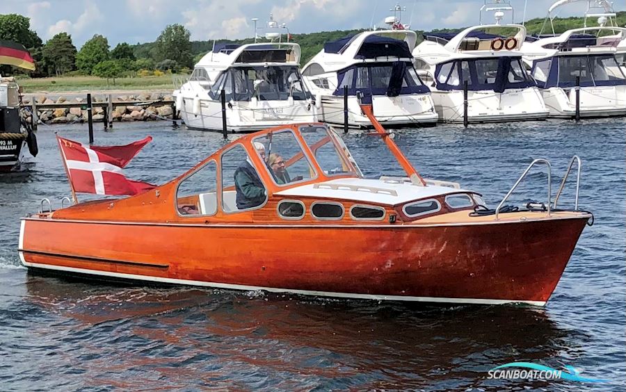 Klassisk Mahogny Motorbåd Med Dieselmotor Motorbåd 1962, med Vetus motor, Danmark
