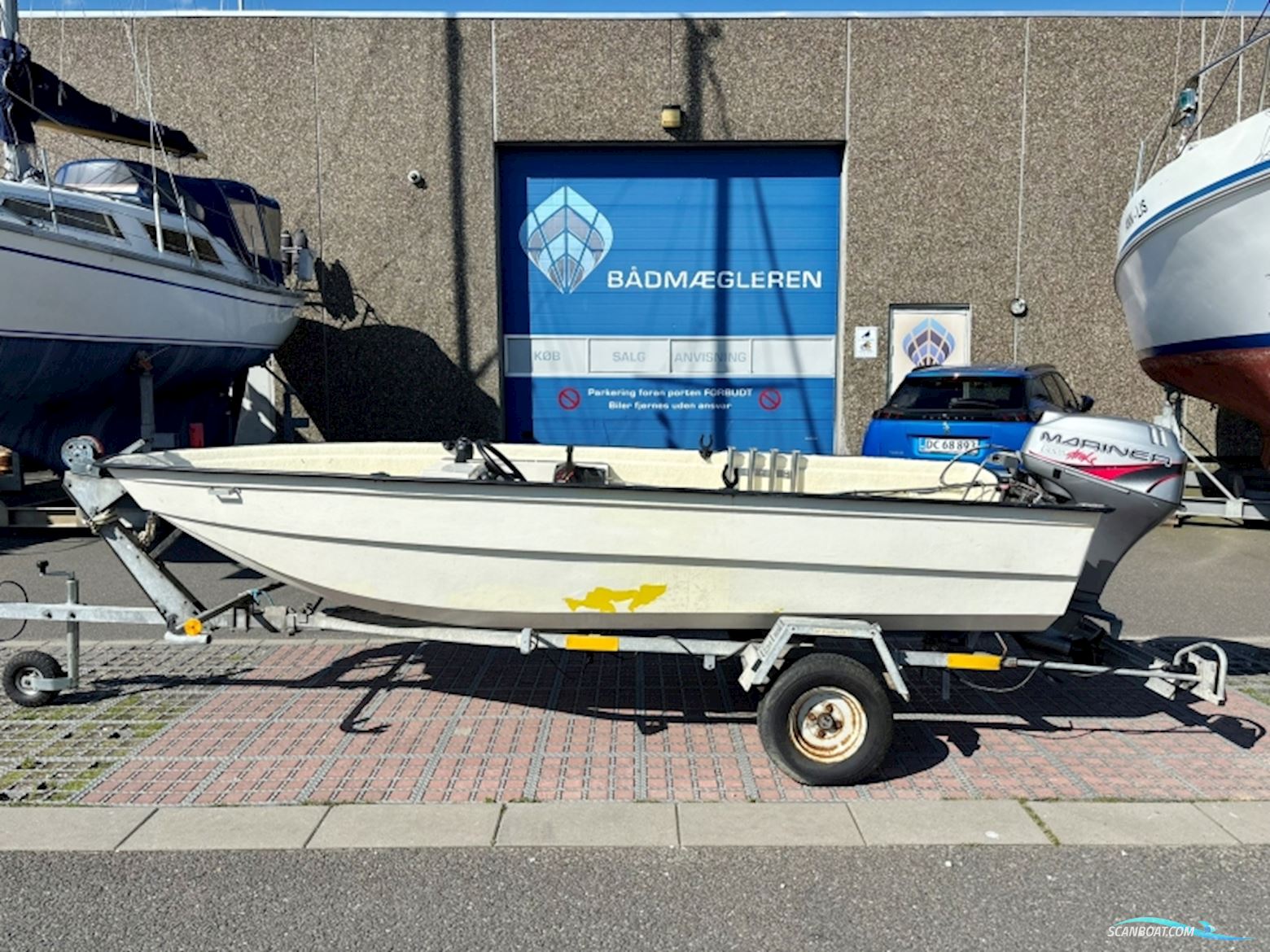 Limbo 14 styrepultsjolle Motorbåd 1995, med Mariner motor, Danmark
