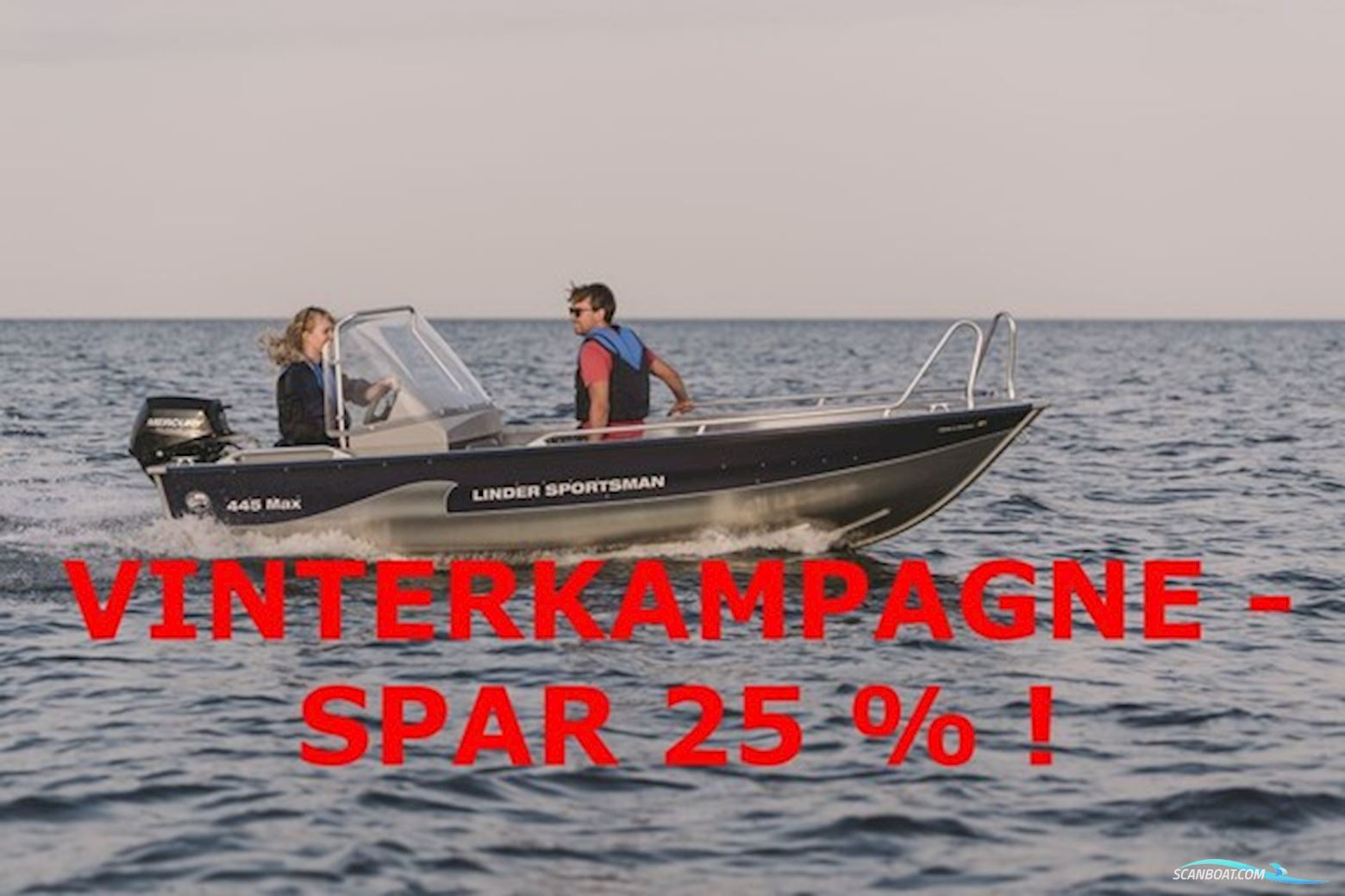 Linder 445 Max m/Mercury F20 hk EFI - DEMO - m/Variant trailer - VINTERKAMPAGNE ! Motorbåd 2025, Danmark