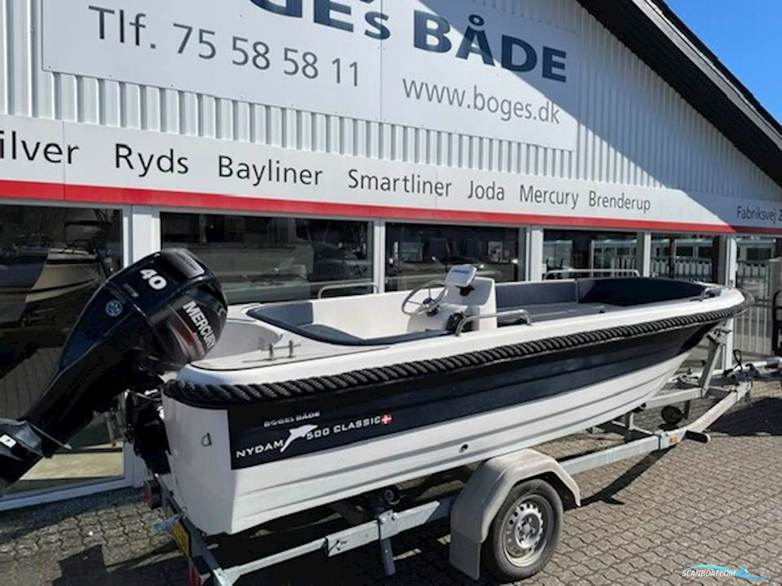 Nydam 500 Classic med 40 hk Mercury-EFI 4 takt og Brenderup trailer - Anvisningssalg